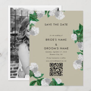 Save The Date Mariage de photo de verdure florale d'hortensia bl