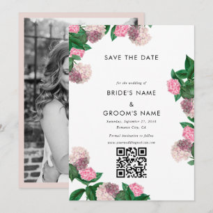 Save The Date Mariage de photo de verdure florale d'hortensia ro