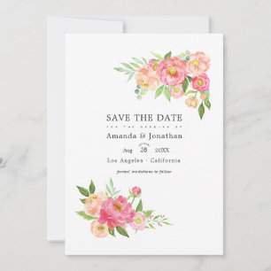 Save The Date Mariage de pivoines aquarelles de printemps Photo
