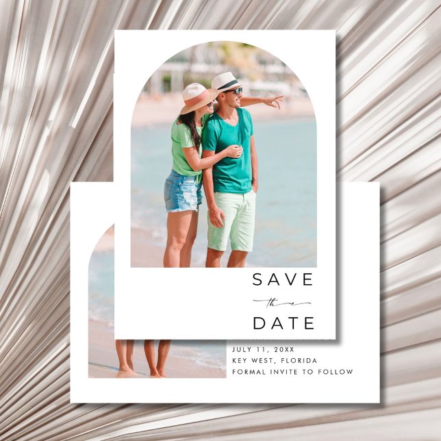 Save The Date Mariage de plage aux palmiers tropicaux  (Tropical Palm Tree Beach Wedding Save The Date)