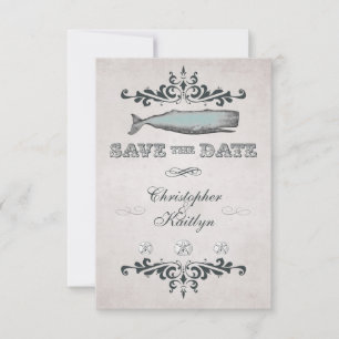 Save The Date Mariage de plage de baleine victorienne vintage