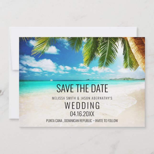 Save The Date Mariage de plage de destination tropicale (Devant)