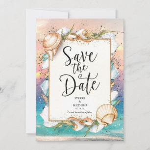Save The Date Mariage de plage de sable rustique