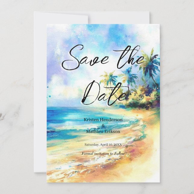 Save The Date Mariage de plage Destination Unique (Devant)