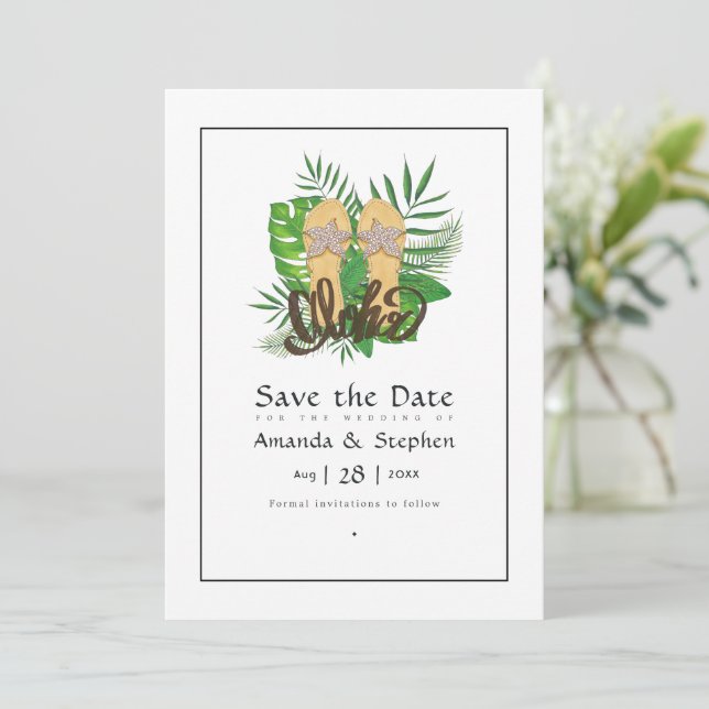 Save The Date Mariage de plage d'été Aloha Enregistrez la date (Debout devant)