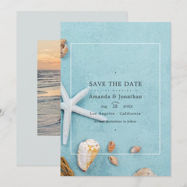 Save The Date Mariage de plage d'été Enregistrer la date (Devant / Derrière)