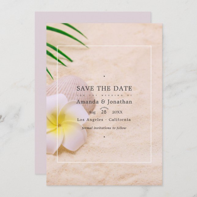 Save The Date Mariage de plage d'été Enregistrez la date (Devant / Derrière)
