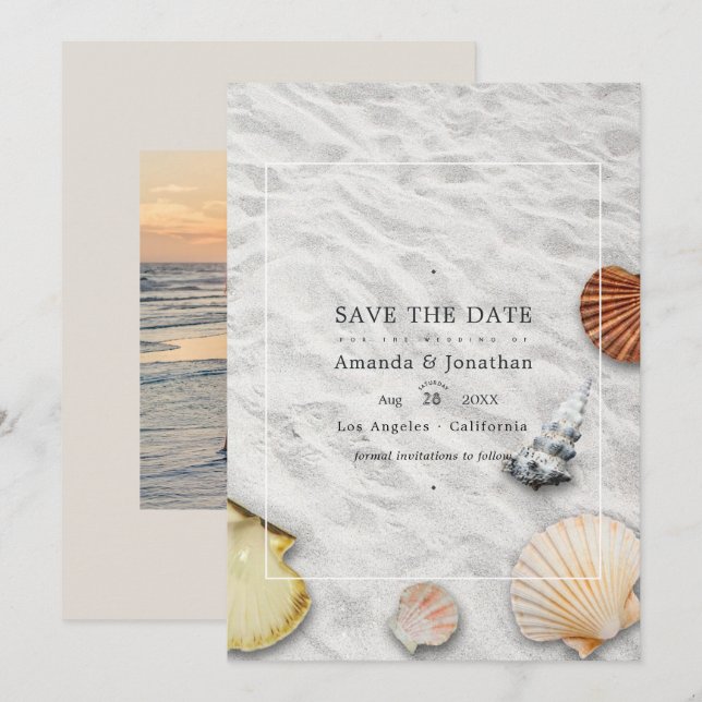 Save The Date Mariage de plage en été, Sauvegarder la date (Devant / Derrière)