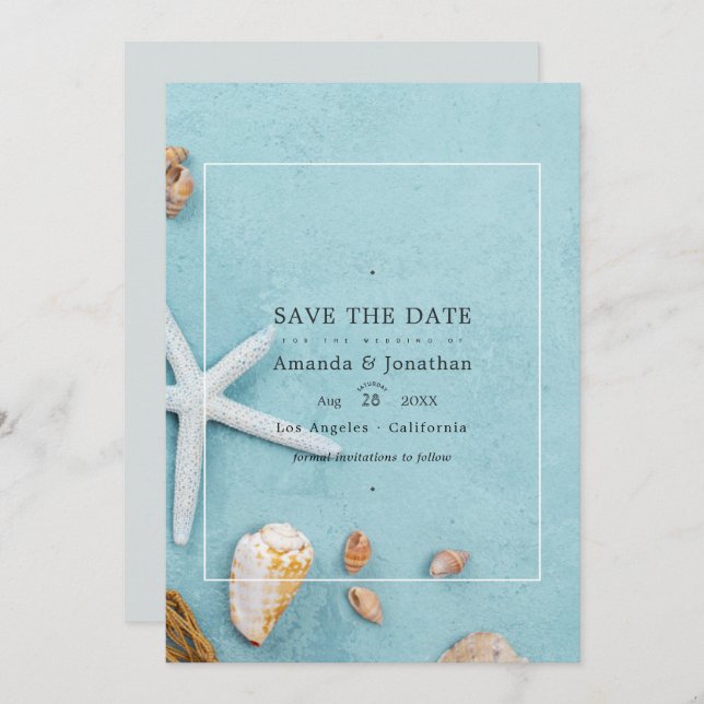 Save The Date Mariage de plage estival à ne pas oublier (Devant / Derrière)