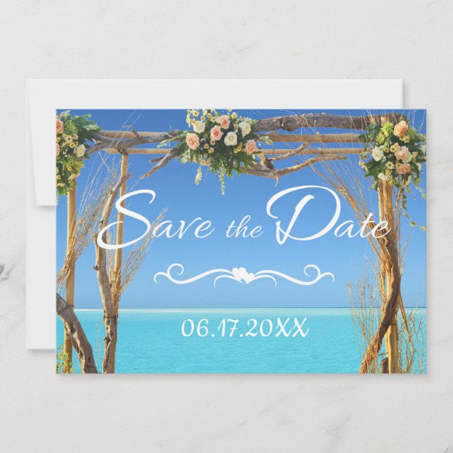 Save The Date Mariage de plage estival boho floral Enregistrez l (Devant)
