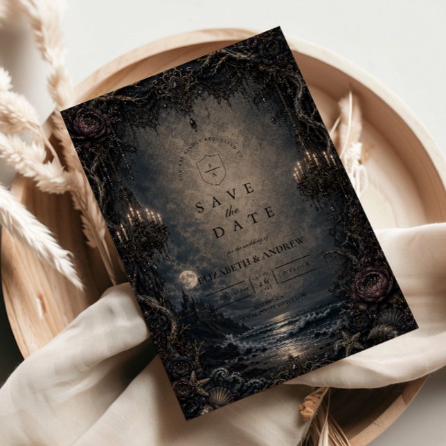 Save The Date Mariage de plage gothique romantique sombre (Créateur téléchargé)