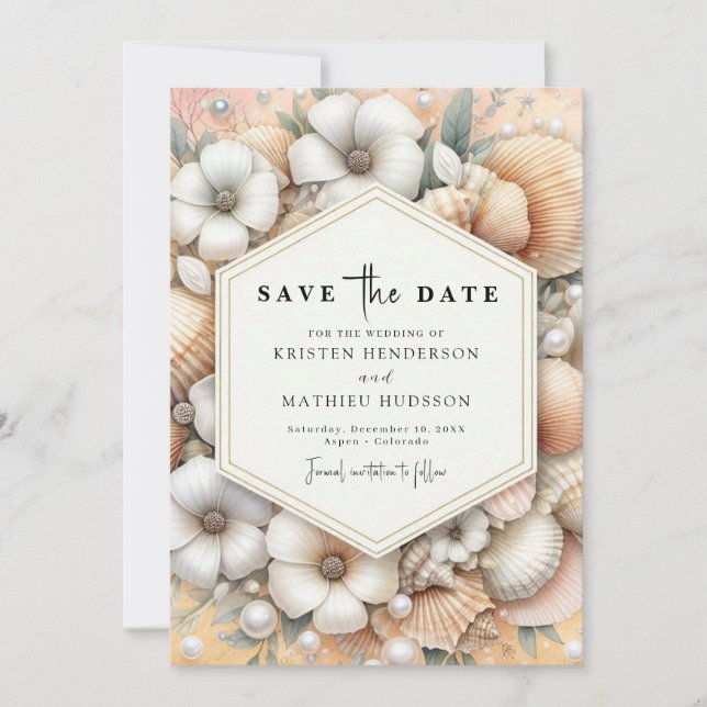 Save The Date Mariage de plage minimal chic (Devant)