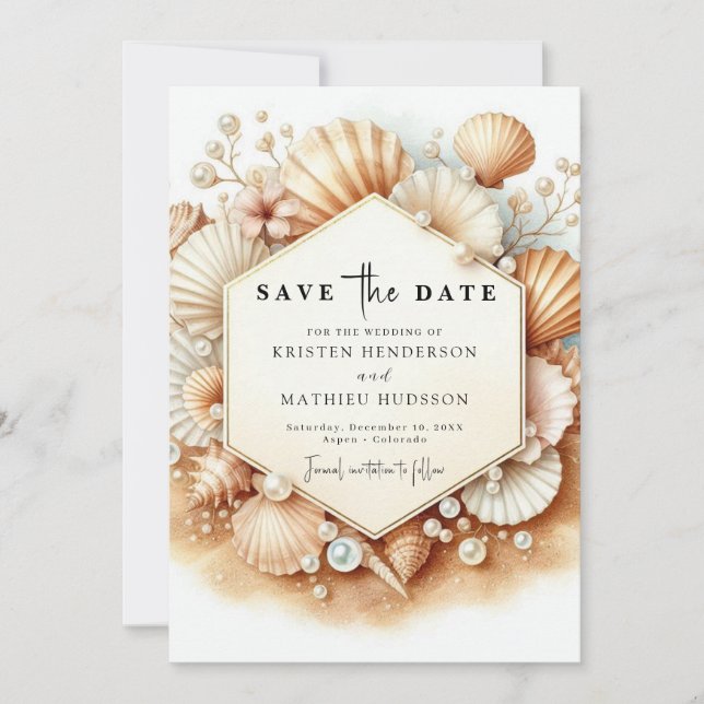 Save The Date Mariage de plage minimal tropical (Devant)