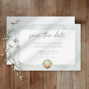 Save The Date Mariage de plage minimaliste à l'aquarelle de coqu