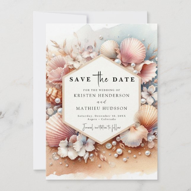 Save The Date Mariage de plage minimaliste aquarelle (Devant)