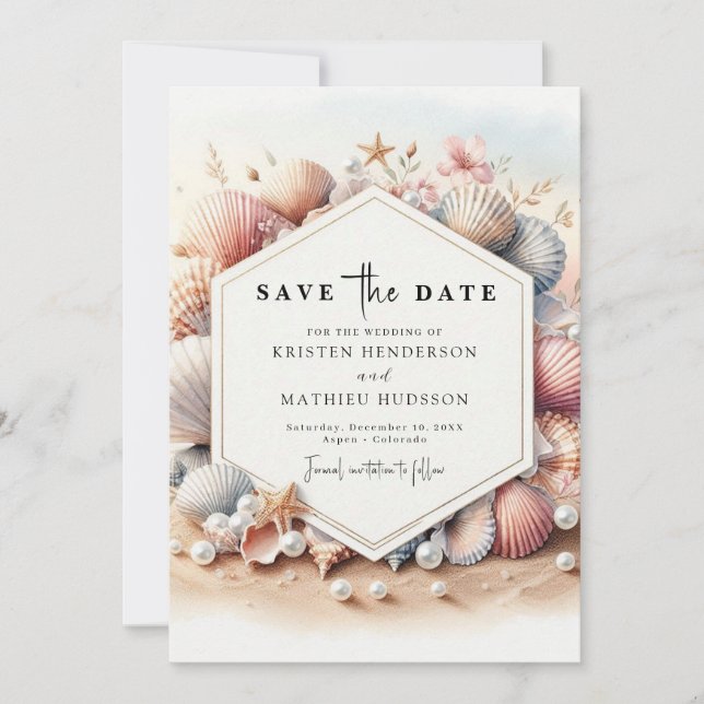 Save The Date Mariage de plage moderne simple (Devant)