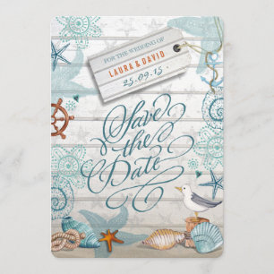 Save The Date Mariage de plage nautique Sauvegarder la date