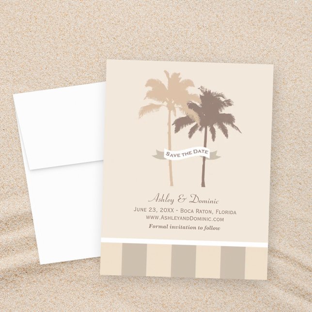Save The Date Mariage de plage neutre sous les palmiers (Créateur téléchargé)