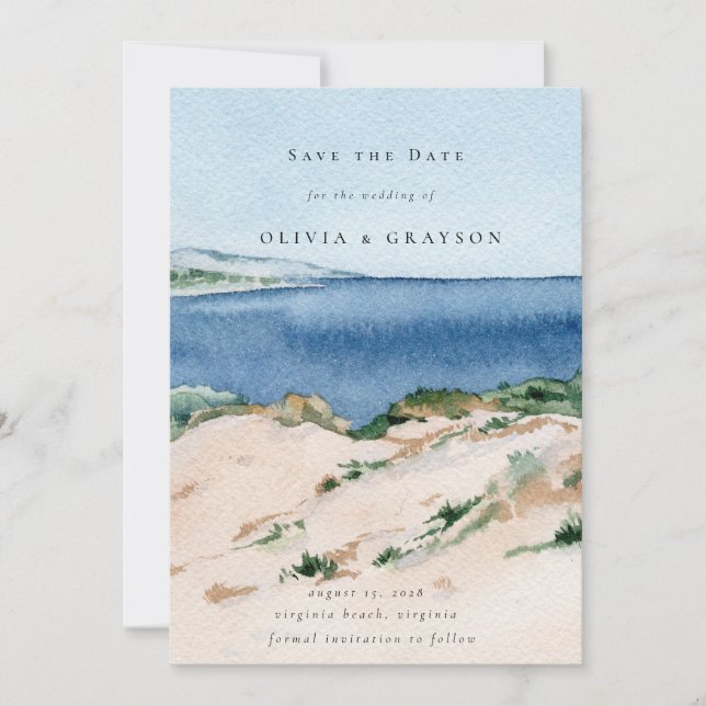 Save The Date Mariage de plage océanique d'été moderne Enregistr (Devant)