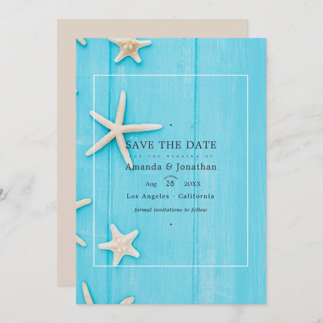 Save The Date Mariage de plage rustique en été (Devant / Derrière)
