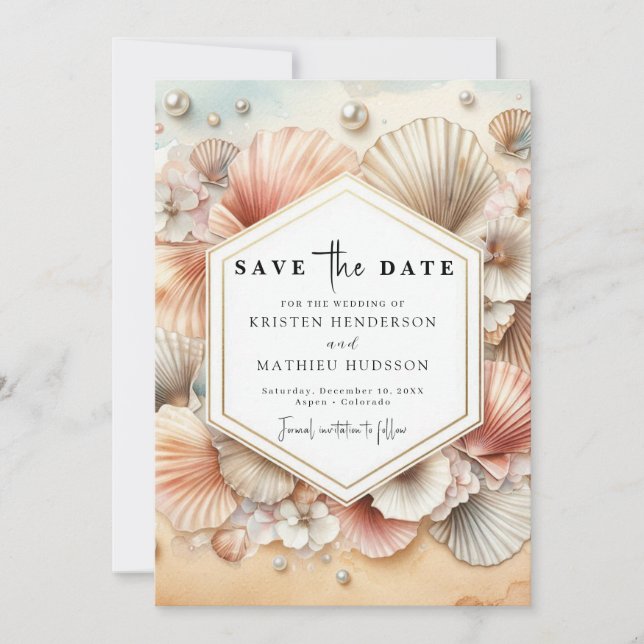 Save The Date Mariage de plage tropical unique (Devant)