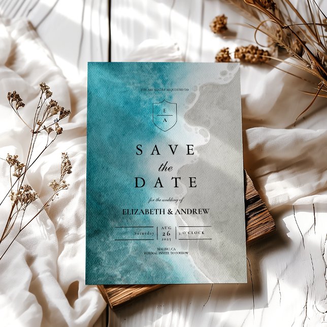 Save The Date Mariage de plage tropicale moderne élégant (Créateur téléchargé)