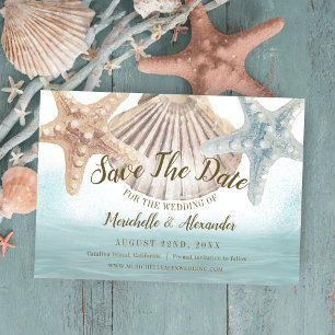 Save The Date Mariage de plage tropicale Starfish Seashell
