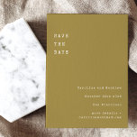Save The Date Mariage de police minimaliste de type Rétro<br><div class="desc">Typographie minimaliste Retro Typographie Mariage Enregistrer la date en Or Ochre</div>
