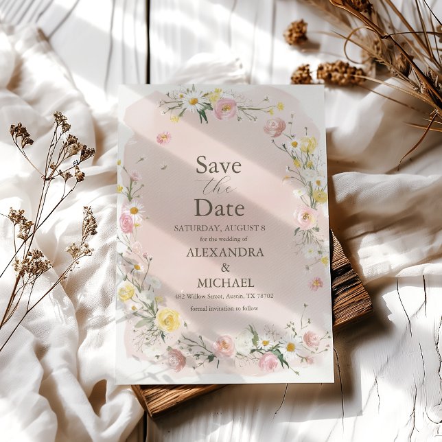 Save The Date Mariage de prairie Fleur sauvage lunaire (Créateur téléchargé)