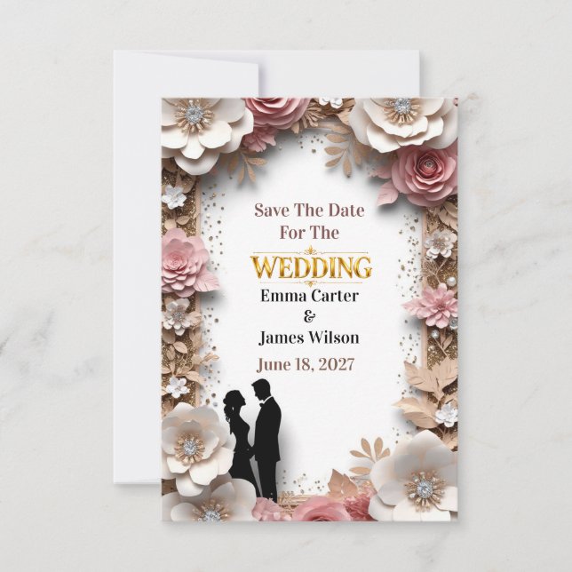 Save The Date 🌺Mariage de printemps avec fleurs de pêche 💐 (Devant)