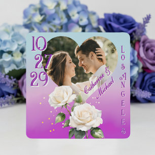 Save The Date Mariage de printemps Roses Ombré Aquarelle Violet
