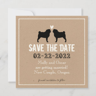 Save The Date Mariage de Pug Sauvegarder la Date