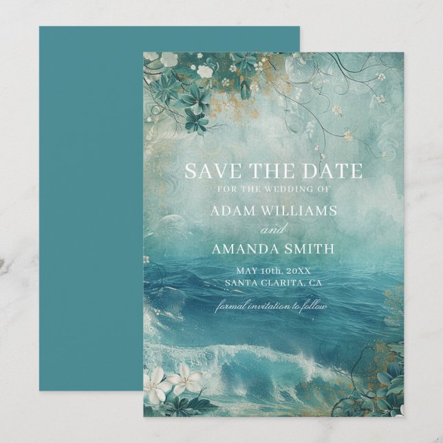 Save The Date Mariage de Rêve à Destination sur la Plage (Devant / Derrière)