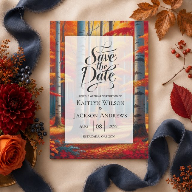 Save The Date Mariage de Rêve d'Automne sous les Arbres de boule (Créateur téléchargé)