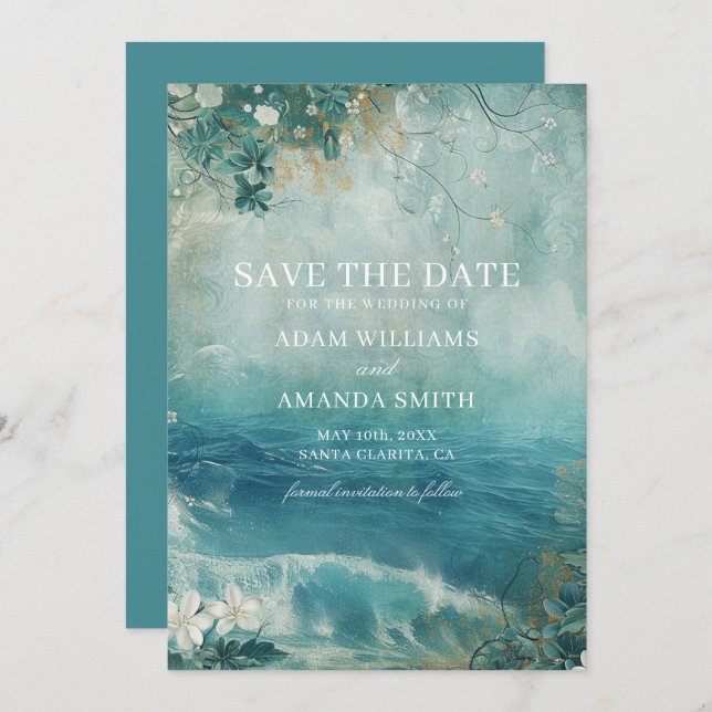 Save The Date Mariage de Rêve sur une Plage Fantaisiste (Devant / Derrière)