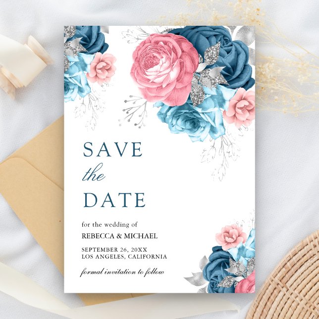 Save The Date Mariage de Rose bleu rose pâle (Créateur téléchargé)