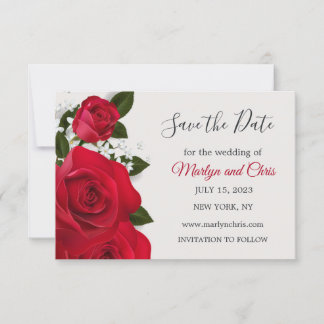 Save The Date Mariage de roses rouges Enregistrer la date