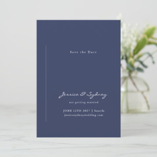 Save The Date Mariage de script bleu minimaliste de la marine mo