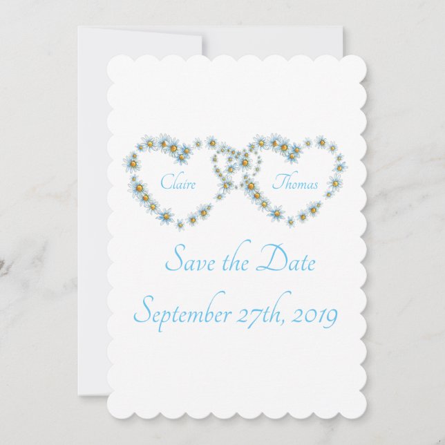 Save The Date Mariage de script Blue Pretty Country Heart (Devant)