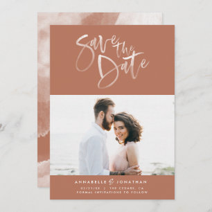 Save The Date Mariage de script d'aquarelle Terracotta