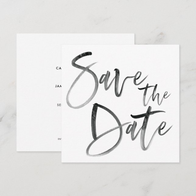 Save The Date Mariage de script de calligraphie de pinceau moder (Devant / Derrière)