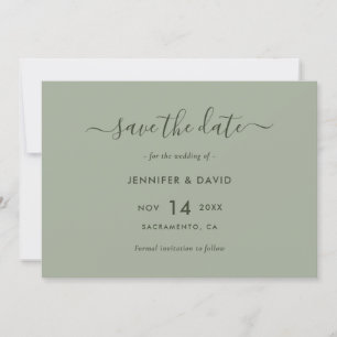 Save The Date Mariage de script élégant Sage Green
