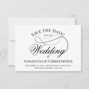 Save The Date Mariage de script en dentelle noir et blanc simple