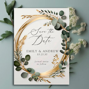 Save The Date Mariage de script Feuille Eucalyptus Green