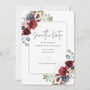 Save The Date Mariage de script Floral Aquarelle
