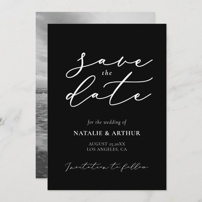Save The Date Mariage de script moderne minimaliste (Devant / Derrière)