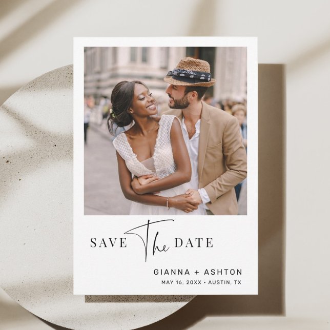 Save The Date Mariage de script moderne simple photo (Créateur téléchargé)