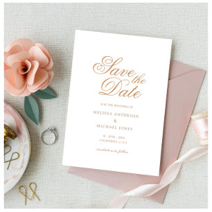 Save The Date Mariage de script romantique minimaliste or simple