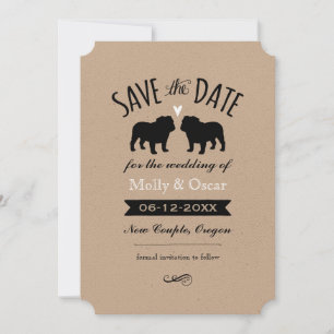 Save The Date Mariage de Silhouettes Bulldog Enregistrer la date