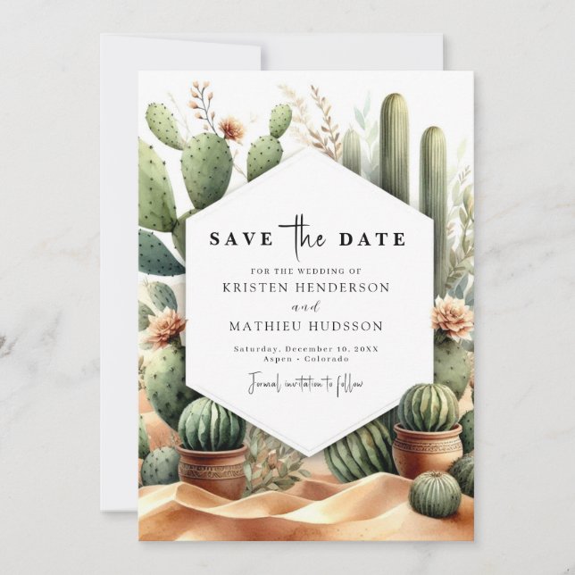 Save The Date Mariage de Southern Wild West Cactus (Devant)